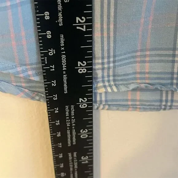 Vineyard Vines Men's Linen Blend Classic Fit Murray Plaid Shirt Blue/Pink Size S - Picture 7 of 7